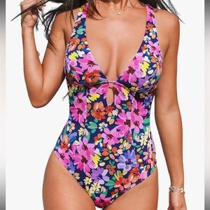 Cupshe Vibrant Floral One-Piece Swimsuit